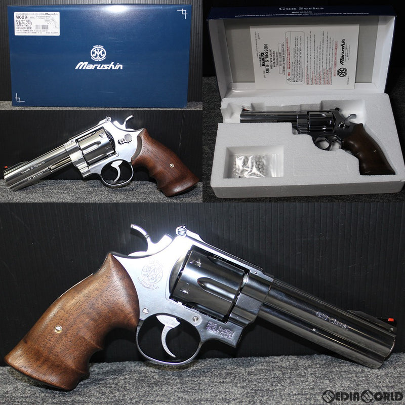 【新品即納】[MIL]マルシン工業 ガスリボルバー S&W(スミスアンドウエッソン) M629 クラシック 6mmBB・Xカートリッジ仕様 シルバーABS 木製グリップ付 (18歳以上専用)(20190122)