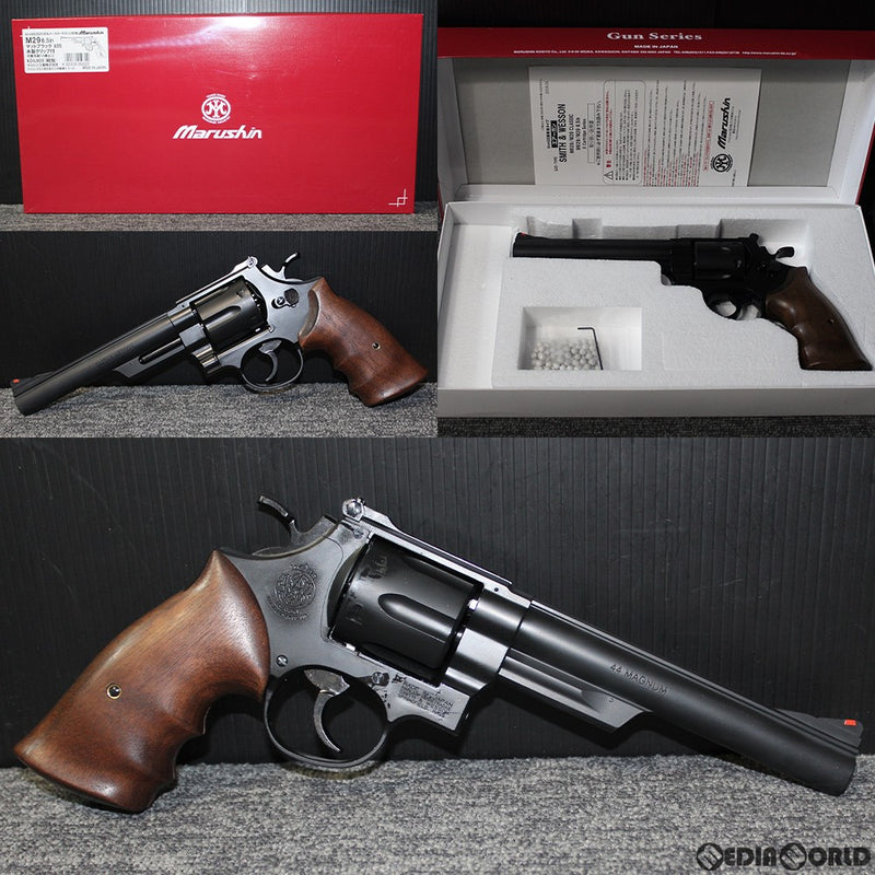 【新品即納】[MIL]マルシン工業 ガスリボルバー S&W(スミスアンドウエッソン) M29 6.5インチ 6mmBB・Xカートリッジ仕様 ブラックABS 木製グリップ付 (18歳以上専用)(20190122)