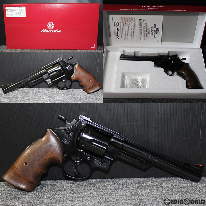 【新品即納】[MIL]マルシン工業 ガスリボルバー S&W(スミスアンドウエッソン) M29 6.5インチ 6mmBB・Xカートリッジ仕様 WディープブラックABS 木製グリップ付 (18歳以上専用)(20190122)