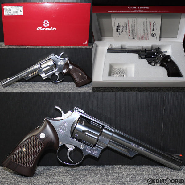 【新品即納】[MIL]マルシン工業 ガスリボルバー S&W(スミスアンドウエッソン) M629 6.5インチ 6mmBB・Xカートリッジ仕様 シルバーABS プラグリップ付 (18歳以上専用)(20190122)