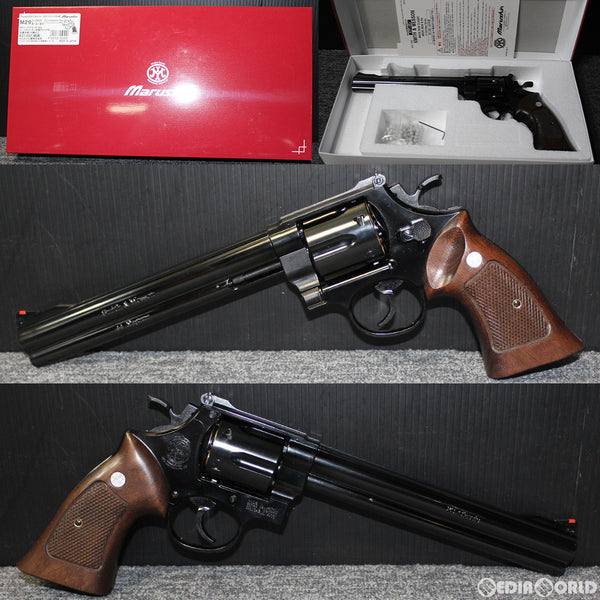 【新品即納】[MIL]マルシン工業 ガスリボルバー S&W M29 8-3/8インチ 6mmBB・Xカートリッジ仕様 WディープブラックABS ハーフチェッカー木製グリップ (18歳以上専用)(20190214)