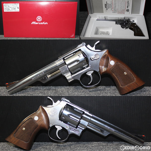 【新品】【お取り寄せ】[MIL]マルシン工業 ガスリボルバー S&W M29 6.5インチ 6mmBB・Xカートリッジ仕様 シルバーABS ハーフチェッカー木製グリップ (18歳以上専用)(20190214)