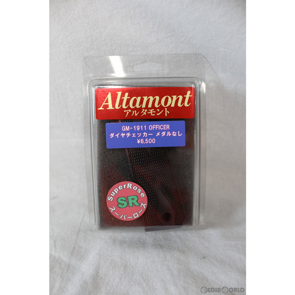 【新品即納】[MIL]Altamont(アルタモント) 1911オフィサー用 ダイヤチェッカー 木製グリップ メダル無し RW(ローズウッド) スーパーローズ赤(20190906)