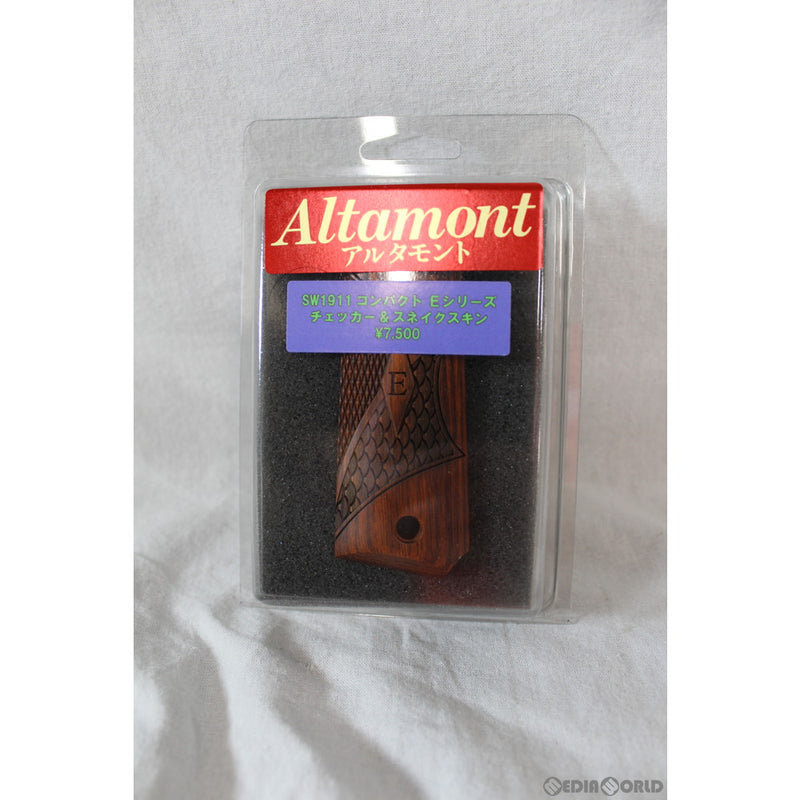 【新品即納】[MIL]Altamont(アルタモント) 1911オフィサー/S&W(スミスアンドウェッソン) E シリーズ用 コンパクト・チェッカー&スネイクスキン 木製グリップ(20150223)