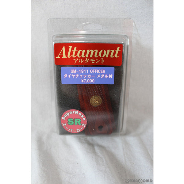 【新品即納】[MIL]Altamont(アルタモント) 1911オフィサー用 ダイヤチェッカー 木製グリップ コルトメダリオン入り RW(ローズウッド) スーパーローズ赤(20150223)