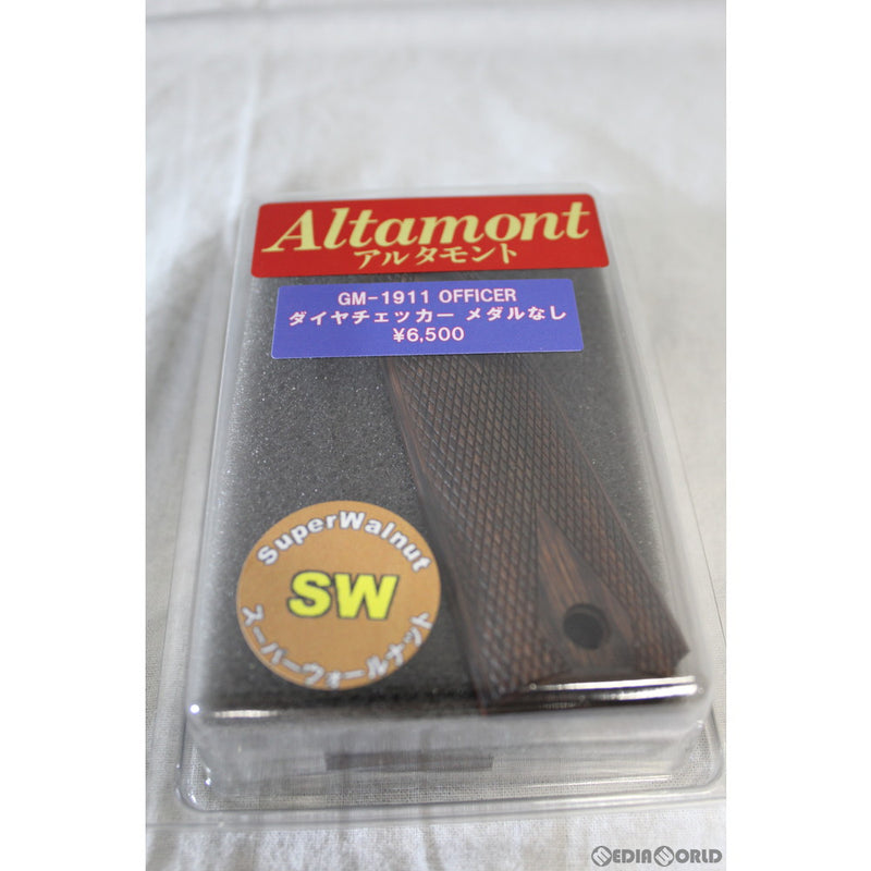 【新品即納】[MIL]Altamont(アルタモント) 1911オフィサー用 ダイヤチェッカー 木製グリップ メダル無し WN(ウォールナット) スーパーウォールナット茶(20190906)