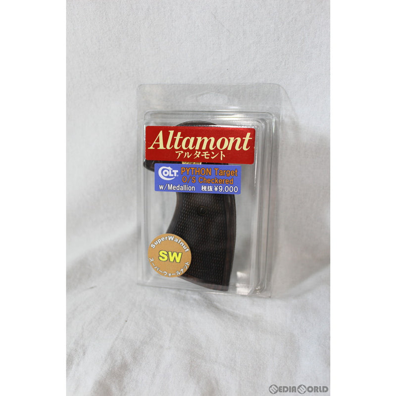 【新品即納】[MIL]Altamont(アルタモント) パイソン用 ターゲット O/S チェッカー 木製グリップ コルトメダリオン入り WN(ウォールナット) スーパーウォールナット茶(20191022)