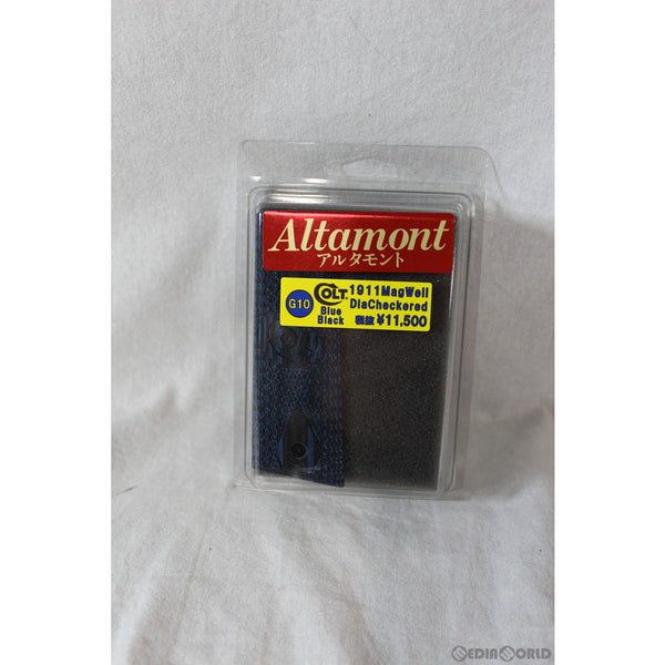 【新品即納】[MIL]Altamont(アルタモント) 1911用 G10 ダイヤチェッカー マグウェルグリップ 木製グリップ コルトロゴ入り ブルーブラック(20191022)