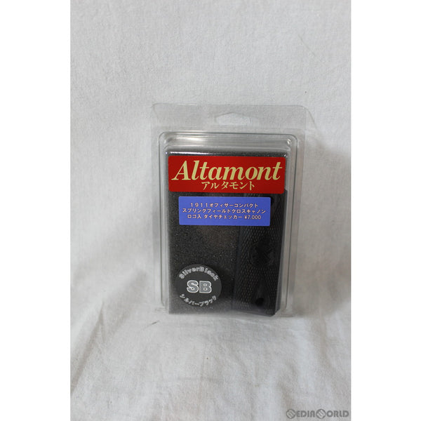 【新品即納】[MIL]Altamont(アルタモント) 1911オフィサー用 コンパクト・ダイヤチェッカー 木製グリップ コルトメダリオン入り・SB(シルバーブラック)黒(20191022)