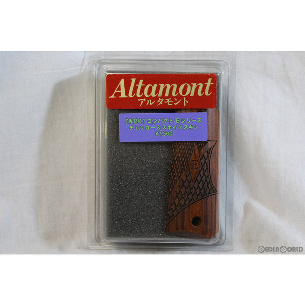 【新品即納】[MIL]Altamont(アルタモント) 1911オフィサー/S&W(スミスアンドウエッソン) Eシリーズ用 チェッカー&スネイクスキン 木製グリップ(20200124)