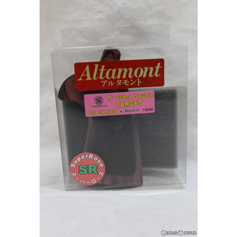 【新品即納】[MIL]Altamont(アルタモント) S&W(スミスアンドウェッソン) Nフレームスクエア用 ターゲット・チェッカー・メダリオン付・SR赤系 グリップ(20220118)