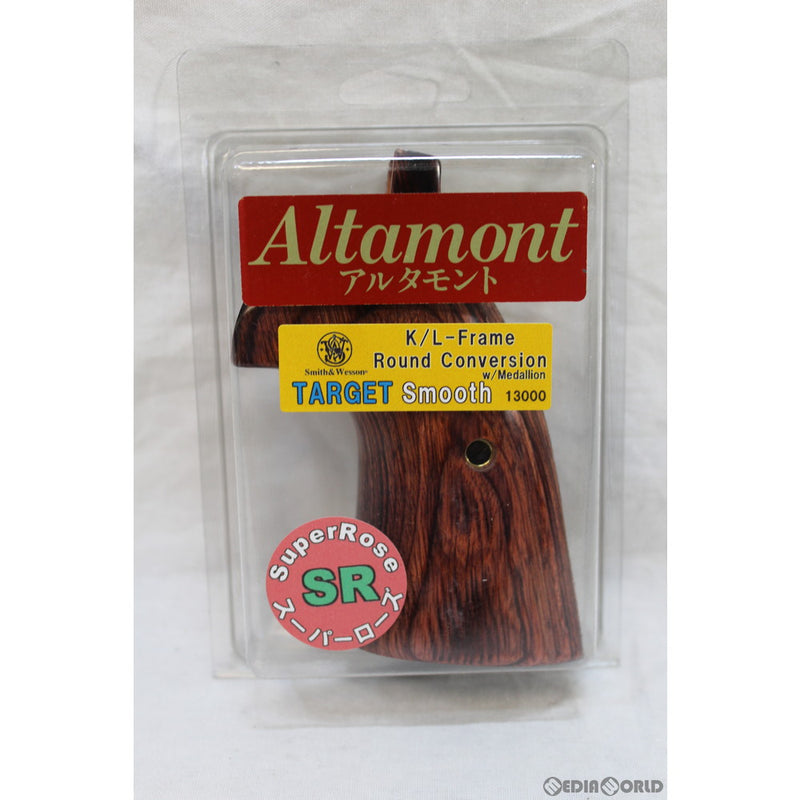 【新品即納】[MIL]Altamont(アルタモント) S&W(スミスアンドウェッソン) K/Lフレームラウンド用 コンバージョン・ターゲット スムース・メダリオン付・SR赤系 グリップ(20220118)
