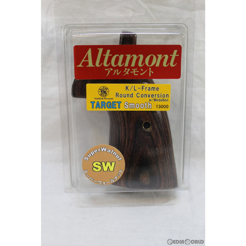 【新品即納】[MIL]Altamont(アルタモント) S&W(スミスアンドウェッソン) K/Lフレームラウンド用 コンバージョン・ターゲット スムース・メダリオン付・SW茶系 グリップ(20220118)