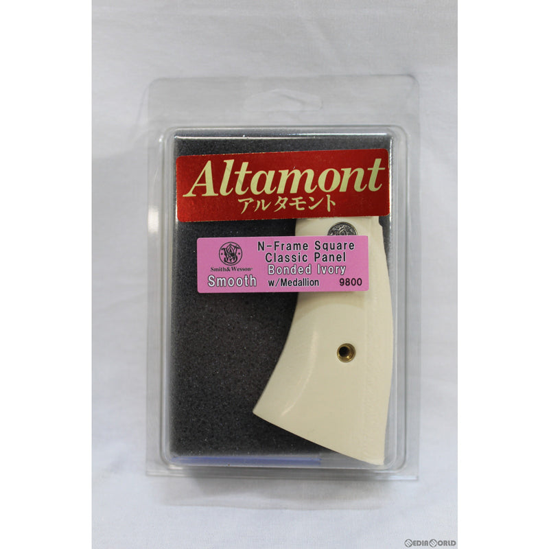 【新品即納】[MIL]Altamont(アルタモント) S&W(スミスアンドウェッソン)・Nフレームスクエアバット用 クラシックパネル スムース・ボンデッドアイボリー・メダリオン付 グリップ(20150223)