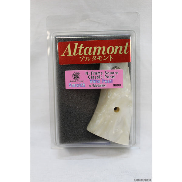【新品即納】[MIL]Altamont(アルタモント) S&W(スミスアンドウェッソン)・Nフレームスクエアバット用 クラシックパネル スムース・ホワイトパール・メダリオン付 グリップ(20150223)