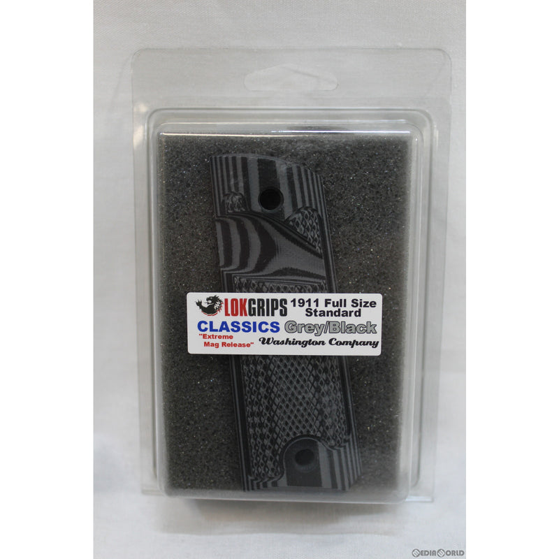 【新品即納】[MIL]LOKGRIPS(ロックグリップ) 1911 フルサイズ用・エクストリーム Mg リリース LOK Ops グリップ ライトグレー/ブラック(20150223)
