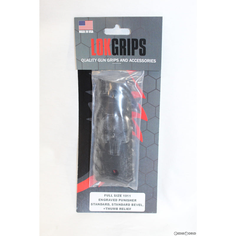 【新品即納】[MIL]LOKGRIPS(ロックグリップ) 1911フルサイズ用・PUNISHERエングレーブ・ソリッド グリップ BK(ブラック/黒)(LK-1911F-PN-SB)(20220414)