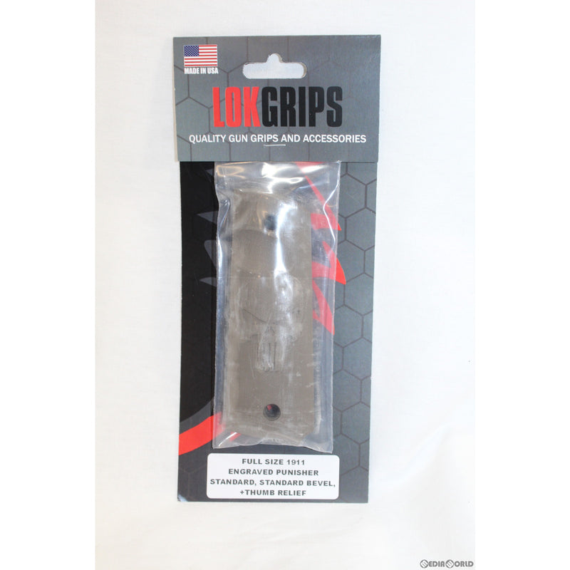 【新品即納】[MIL]LOKGRIPS(ロックグリップ) 1911フルサイズ用・PUNISHERエングレーブ・ソリッド グリップ FDE(フラットダークアース)(LK-1911F-PN-FD)(20220414)