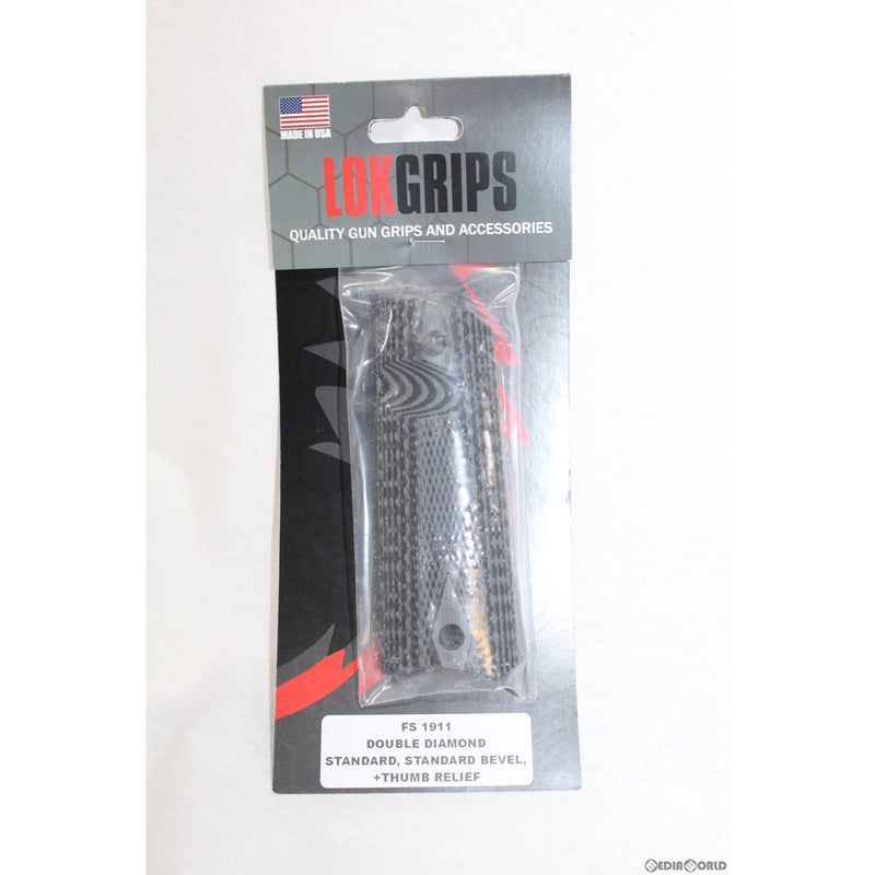 【新品即納】[MIL]LOKGRIPS(ロックグリップ) 1911 フルサイズ用・ダブルダイアモンド グリップ チェッカー・グレー/ブラック(20220628)