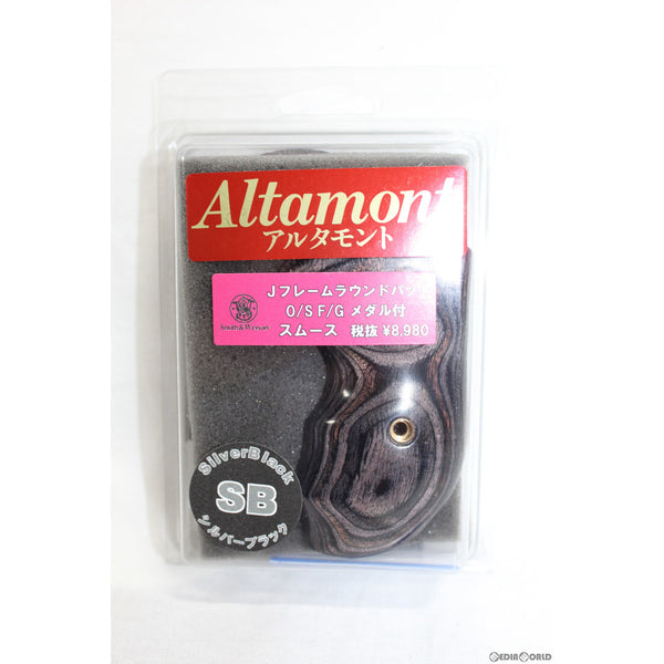 【新品即納】[MIL]Altamont(アルタモント) Jフレームラウンドバット用 OS/FG/スムース/メダル付/SB黒 木製グリップ(20150223)