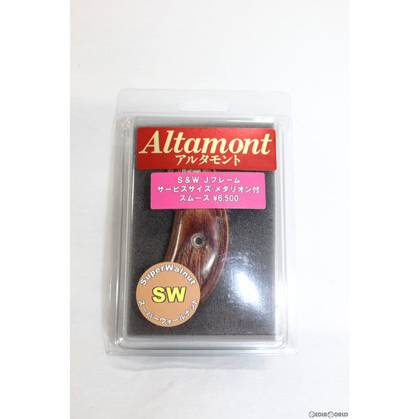 【新品即納】[MIL]Altamont(アルタモント) Jフレームラウンドバット用 サービスフラット形状/スムース/メダル付/SW茶 木製グリップ(20150223)